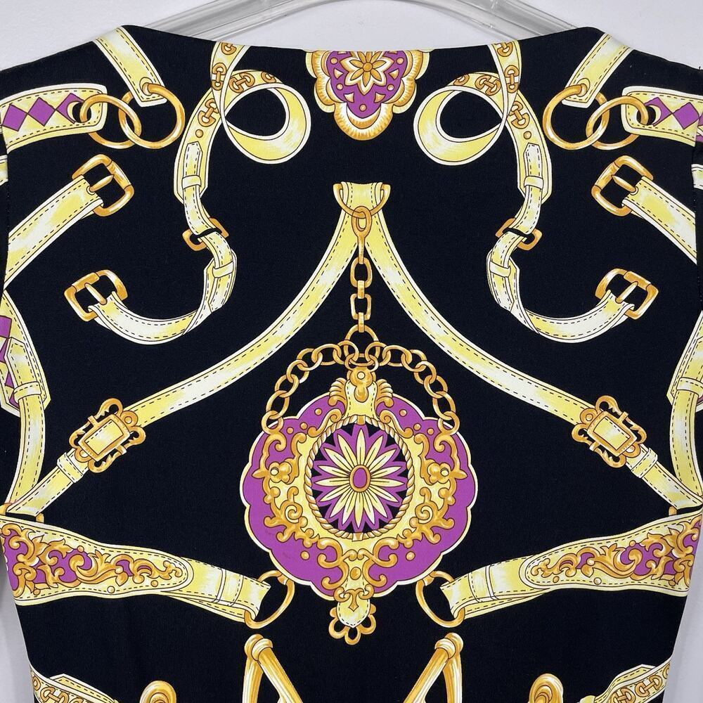 J McLaughlin Dress Women XS Black Catalina Cloth Equestrian Print Classic Preppy - Picture 7 of 9